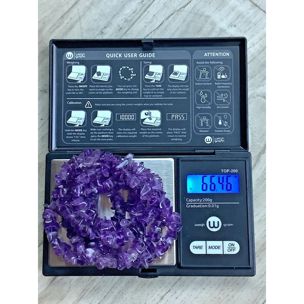 Amethyst Nugget Necklace Southwestern Chip Beads Purple Extra Long 34”
